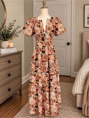 Anthropologie The Somerset Maxi Dress Cotton Tiered Floral XSmall